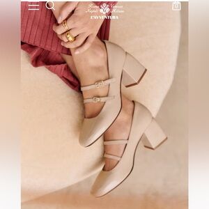 NWOT Sezane Soline Mary Janes beige leather size 6.5
